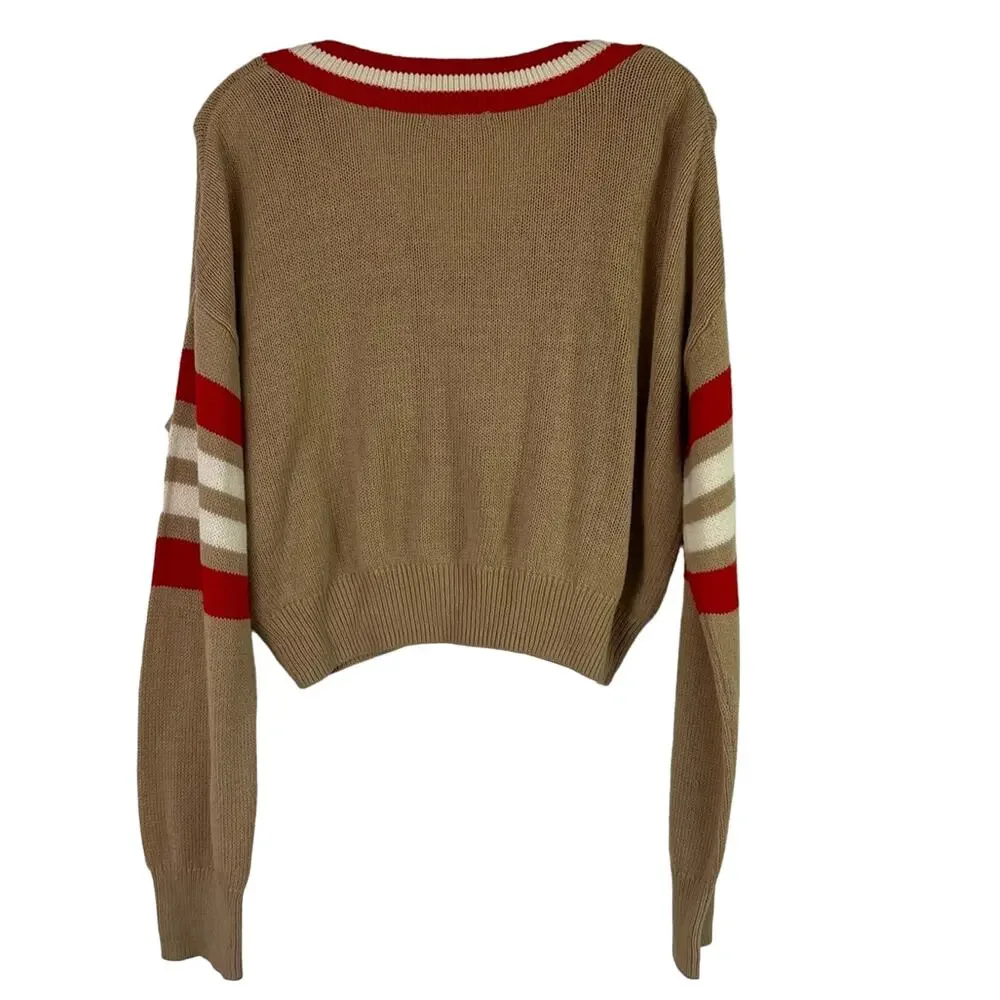 Urban Outfitters Sweater Womens XS Long Sleeve Knit Crop Stripe Vtg - Picture 3 of 10